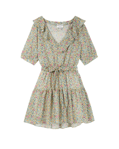 Robe coton créponné feuillette