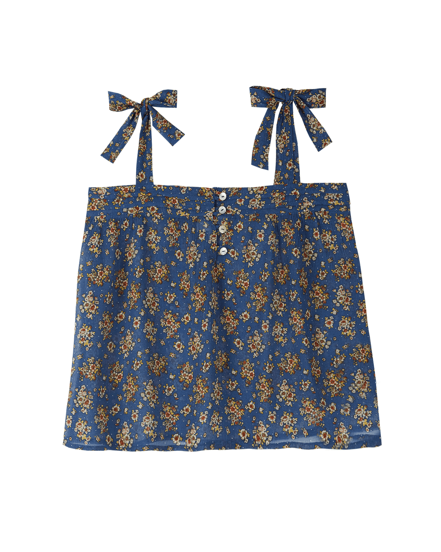 Top viscose et soie floral bleu