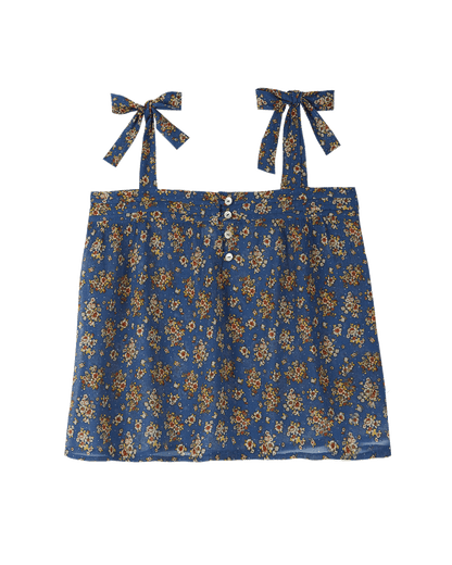 Top viscose et soie floral bleu
