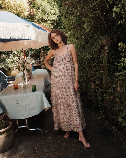 Robe à bretelles viscose et soie plume