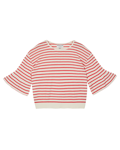 Tee-shirt rayé coton modal rouge et écru