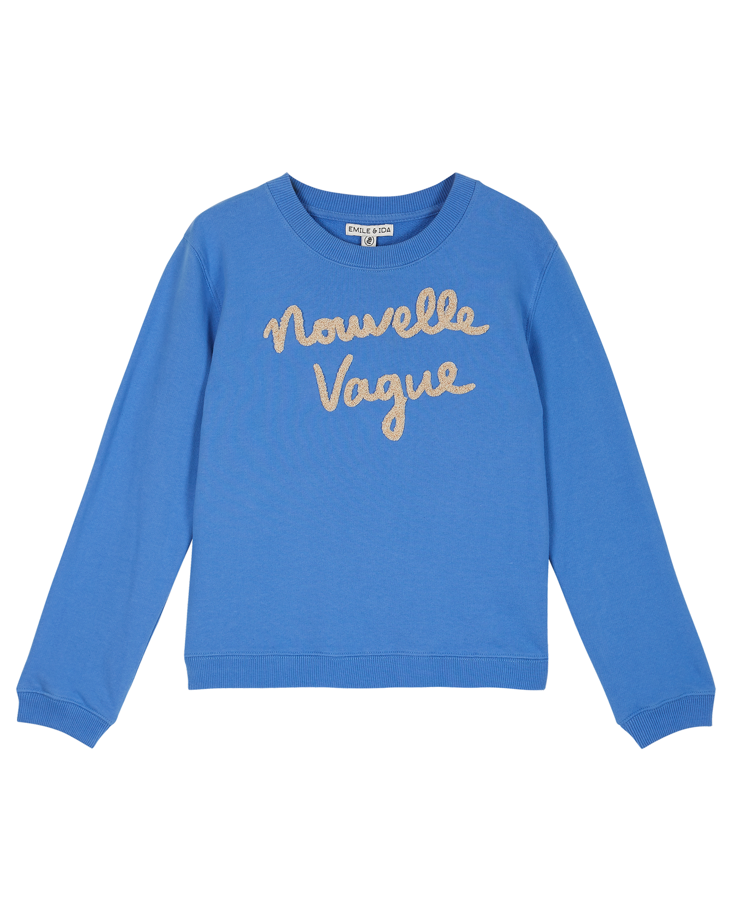Sweatshirt coton bio molletonné céleste