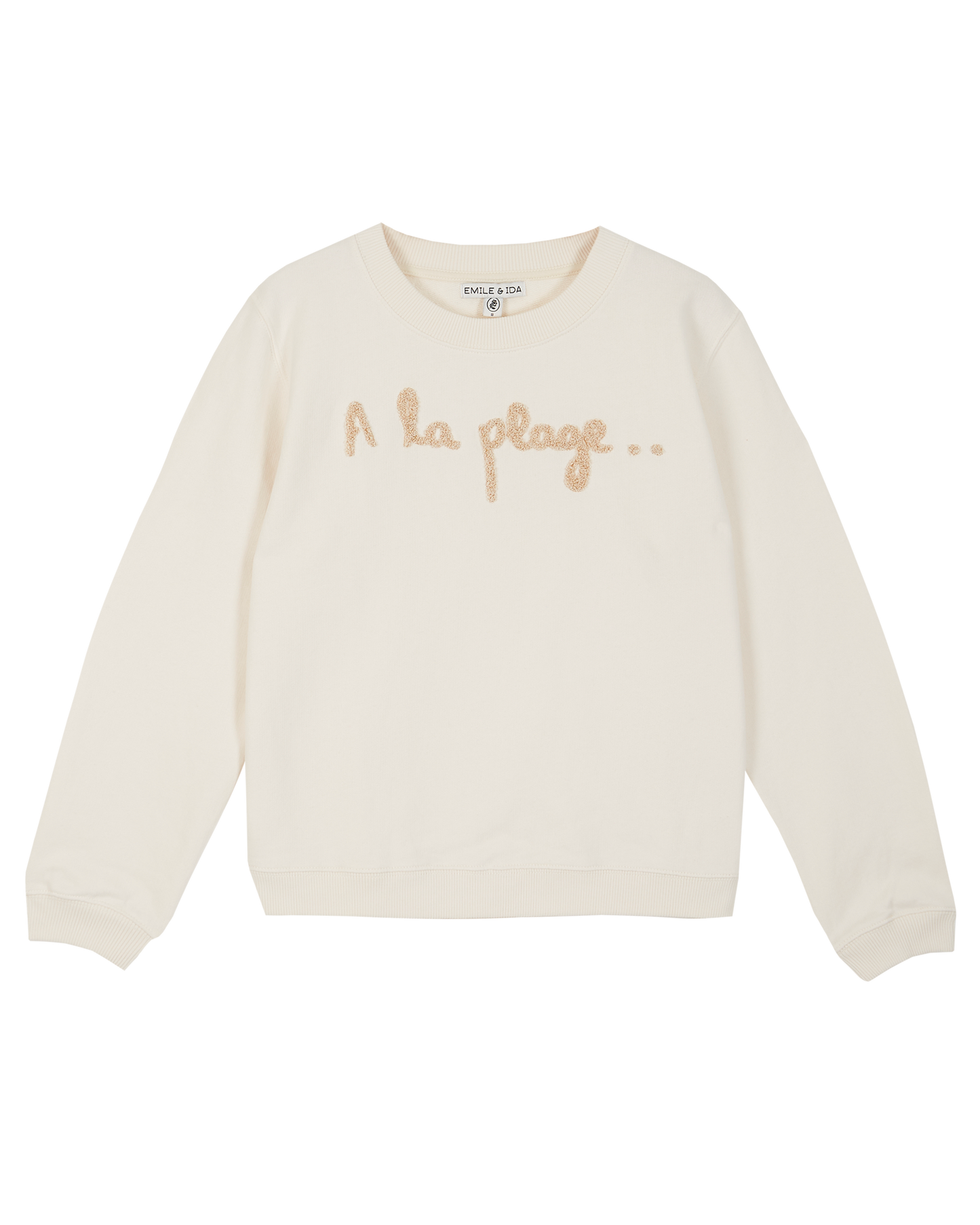 Sweatshirt coton bio "À la plage" écru