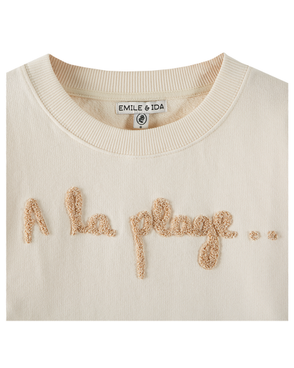 Sweatshirt coton bio "À la plage" écru
