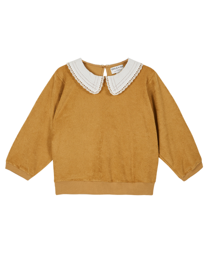 Sweatshirt en éponge bio moutarde