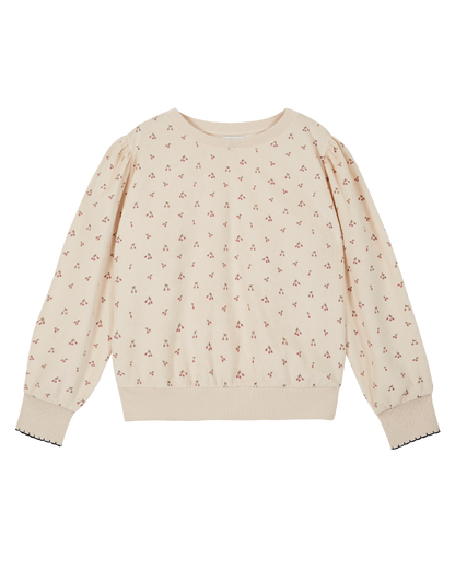 Sweatshirt éponge écru griotte violet