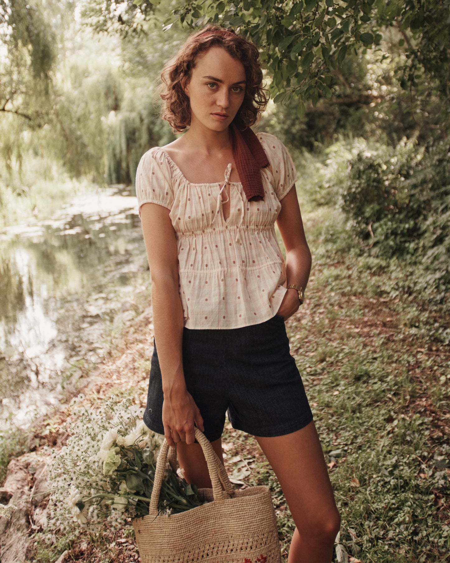 Short coton denim bleu foncé