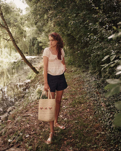 Short coton denim bleu foncé