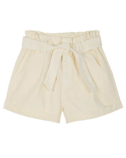 Short ceinturé coton stretch écru