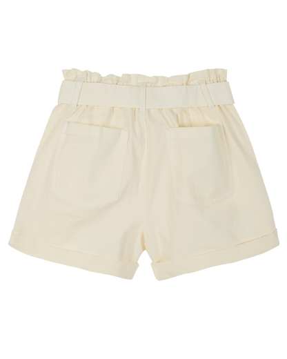 Short ceinturé coton stretch écru