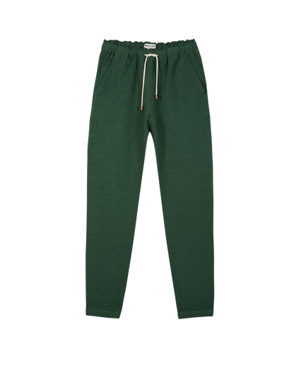 Pantalon coupe relaxed en lin et viscose bouteille