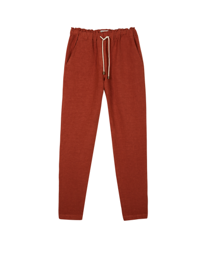 Pantalon coupe relaxed en lin et viscose cayenne