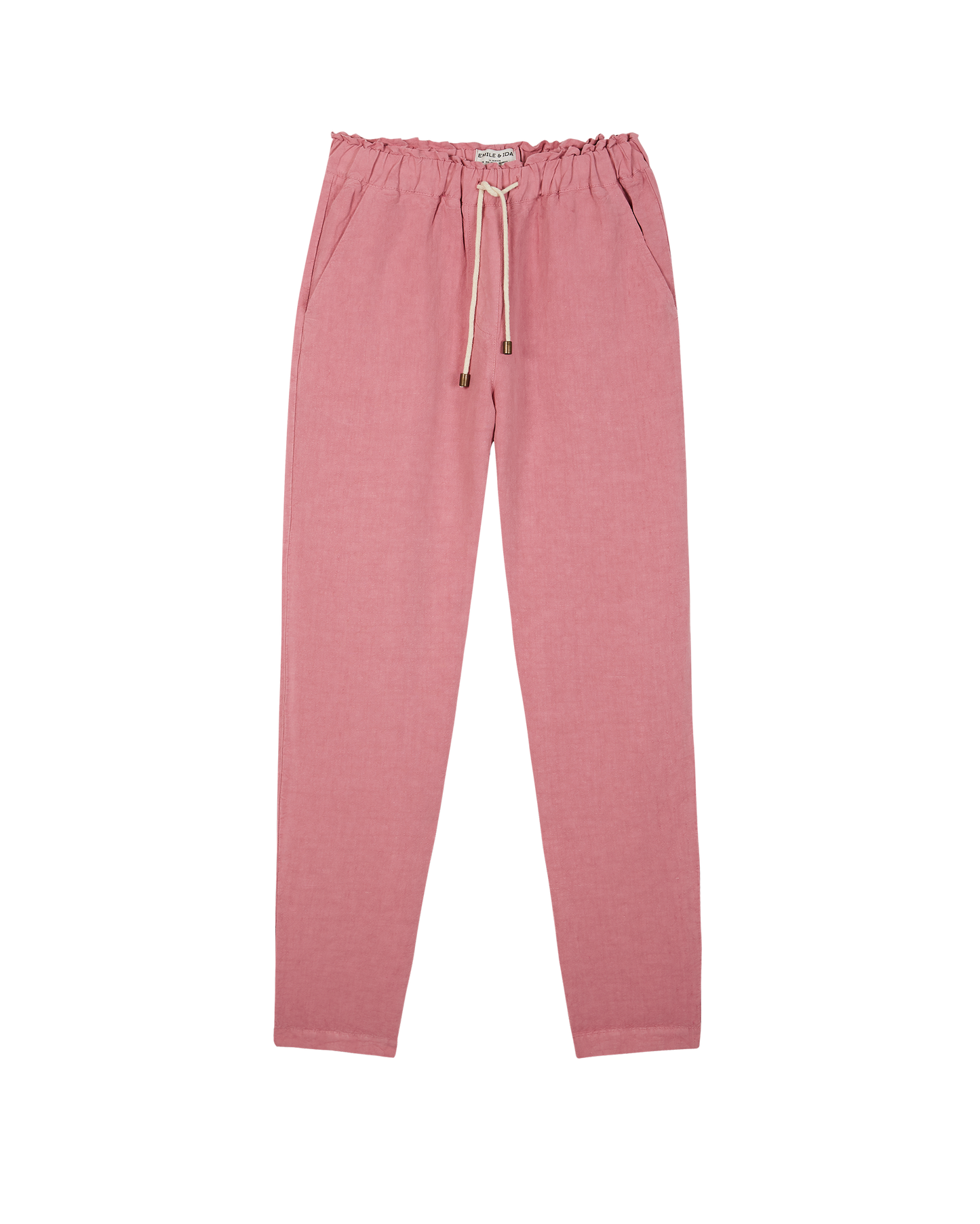 Pantalon coupe relaxed en lin et viscose lilas