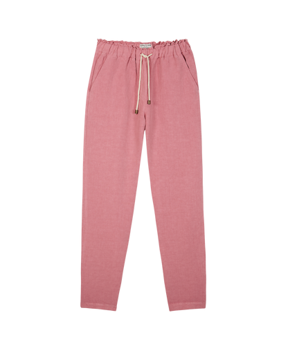 Pantalon coupe relaxed en lin et viscose lilas