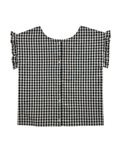 Blouse volantée vichy noir