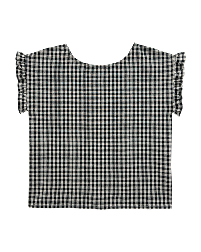 Blouse volantée vichy noir