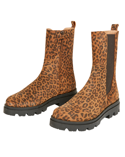 Boots femme cuir léopard brun