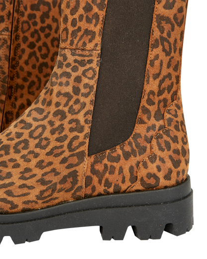 Boots femme cuir léopard brun