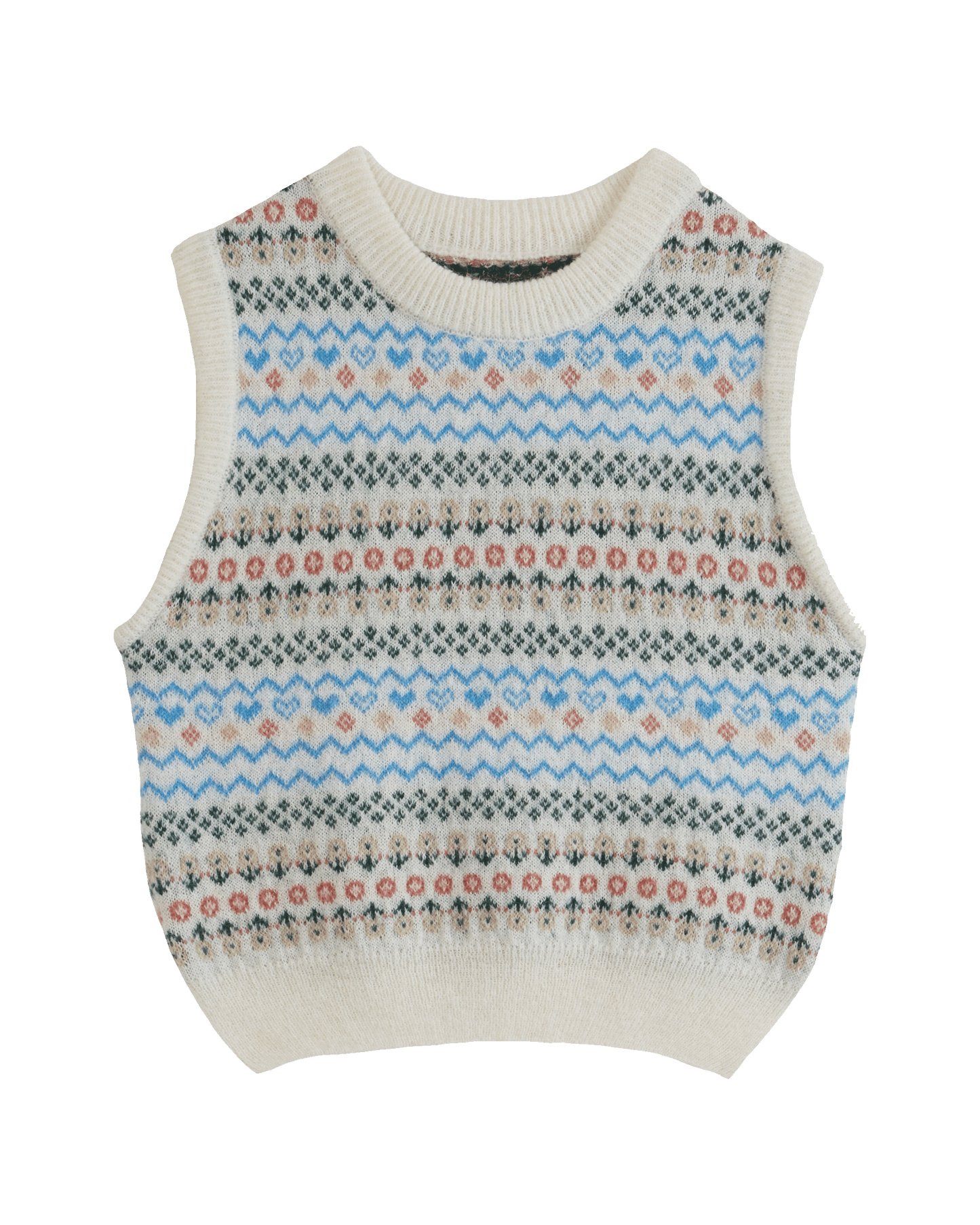 Pull sans manches jacquard écru