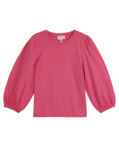 T-shirt manches ballons coton bio fushia