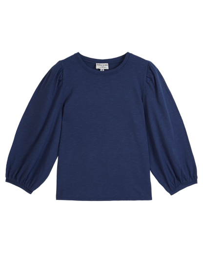 T-shirt manches ballons coton bio navy