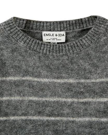 Pull alpaga superfine fil métallisé gris