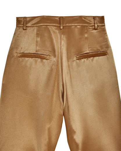 Pantalon taille haute satiné doré