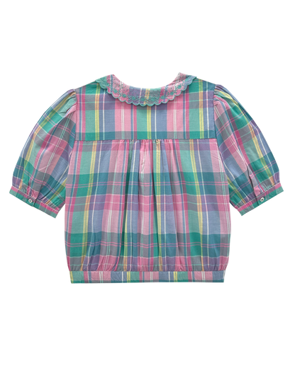 Blouse crop carreaux madras multicolore