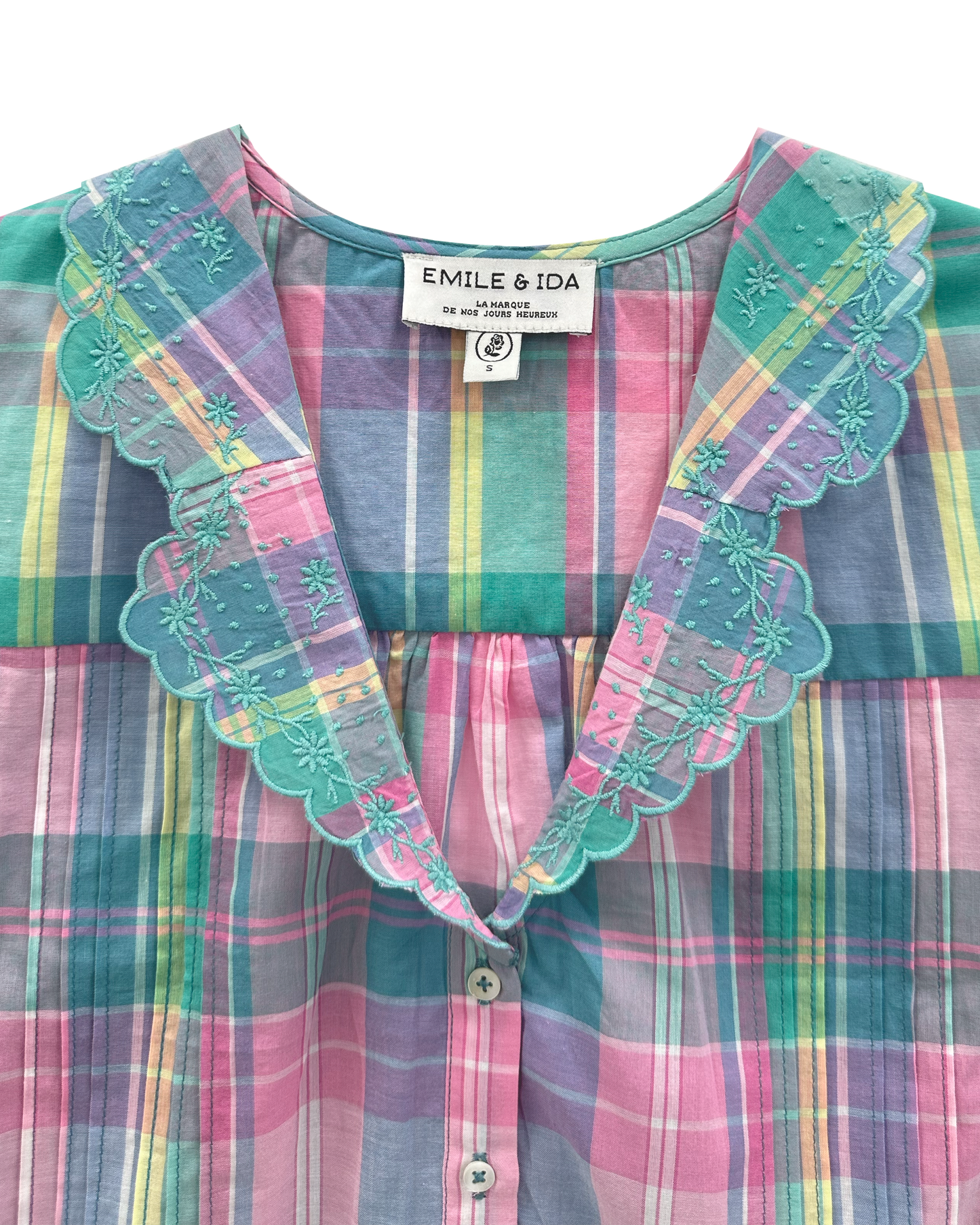 Blouse crop carreaux madras multicolore
