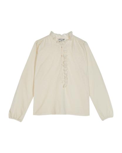 T-shirt jersey de coton flammé écru