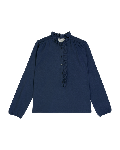 T-shirt jersey de coton flammé navy