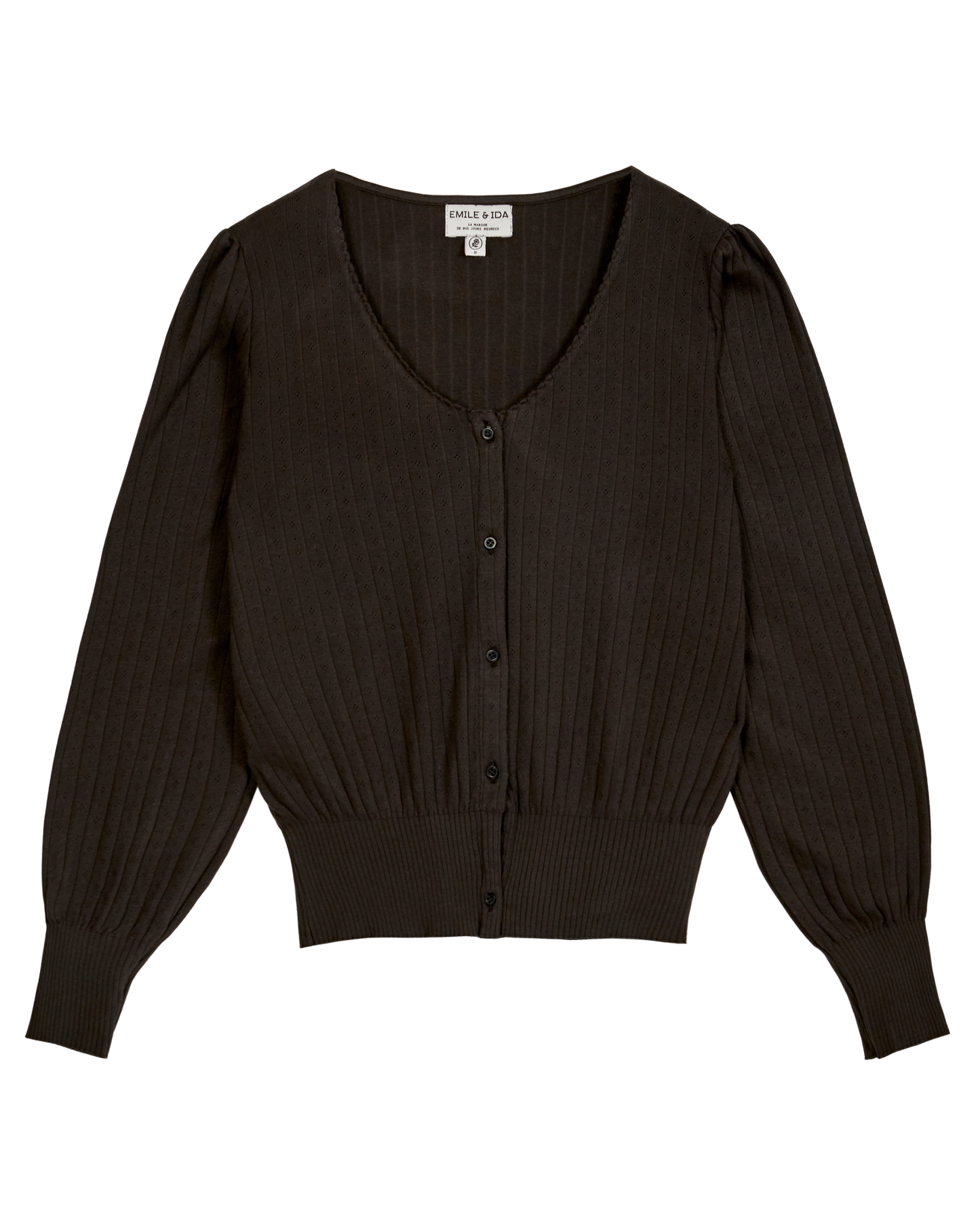Cardigan coton et modal ajouré bitume