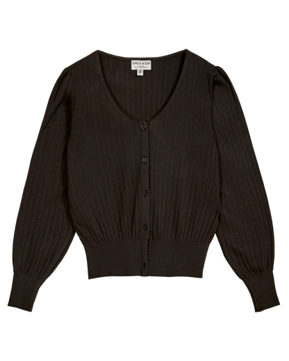 Cardigan coton et modal ajouré bitume