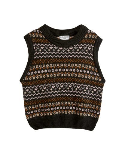 Pull sans manches jacquard bitume