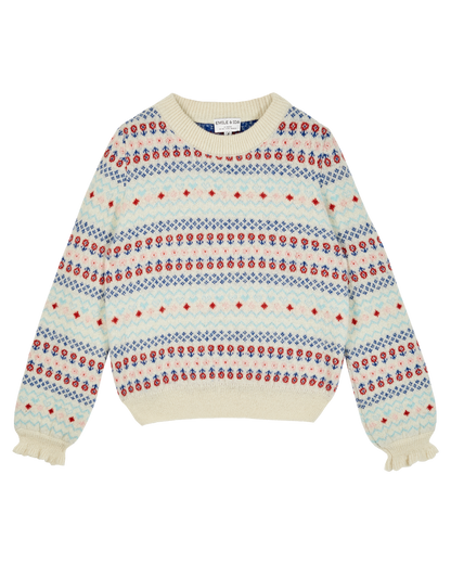 Pull femme jacquard écru