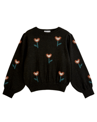 Pull femme tulipe bitume
