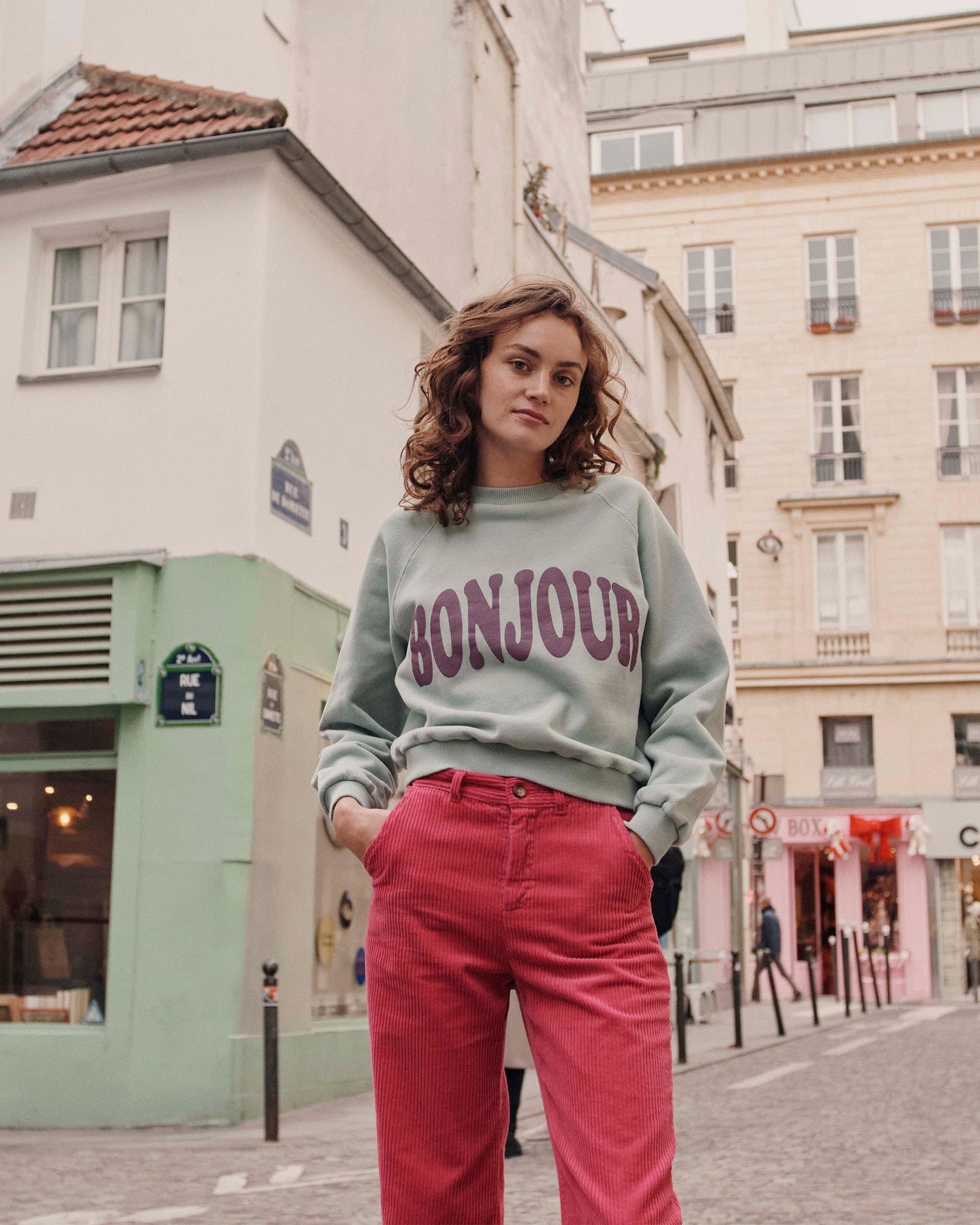 Sweat Bonjour femme coton bio pluie