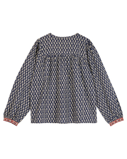 Blouse fleurs marine et écru