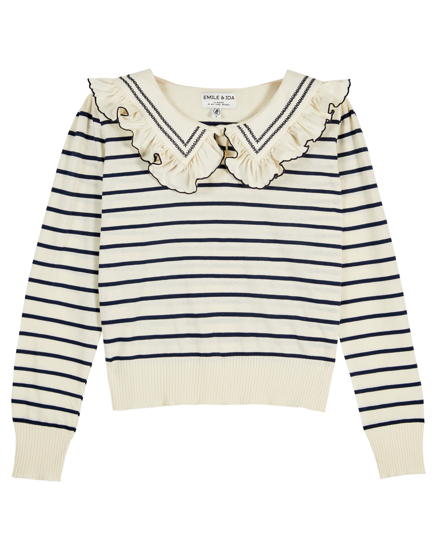T-shirt rayures coton bio écru et marine