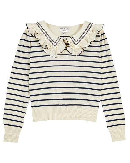 T-shirt rayures coton bio écru et marine