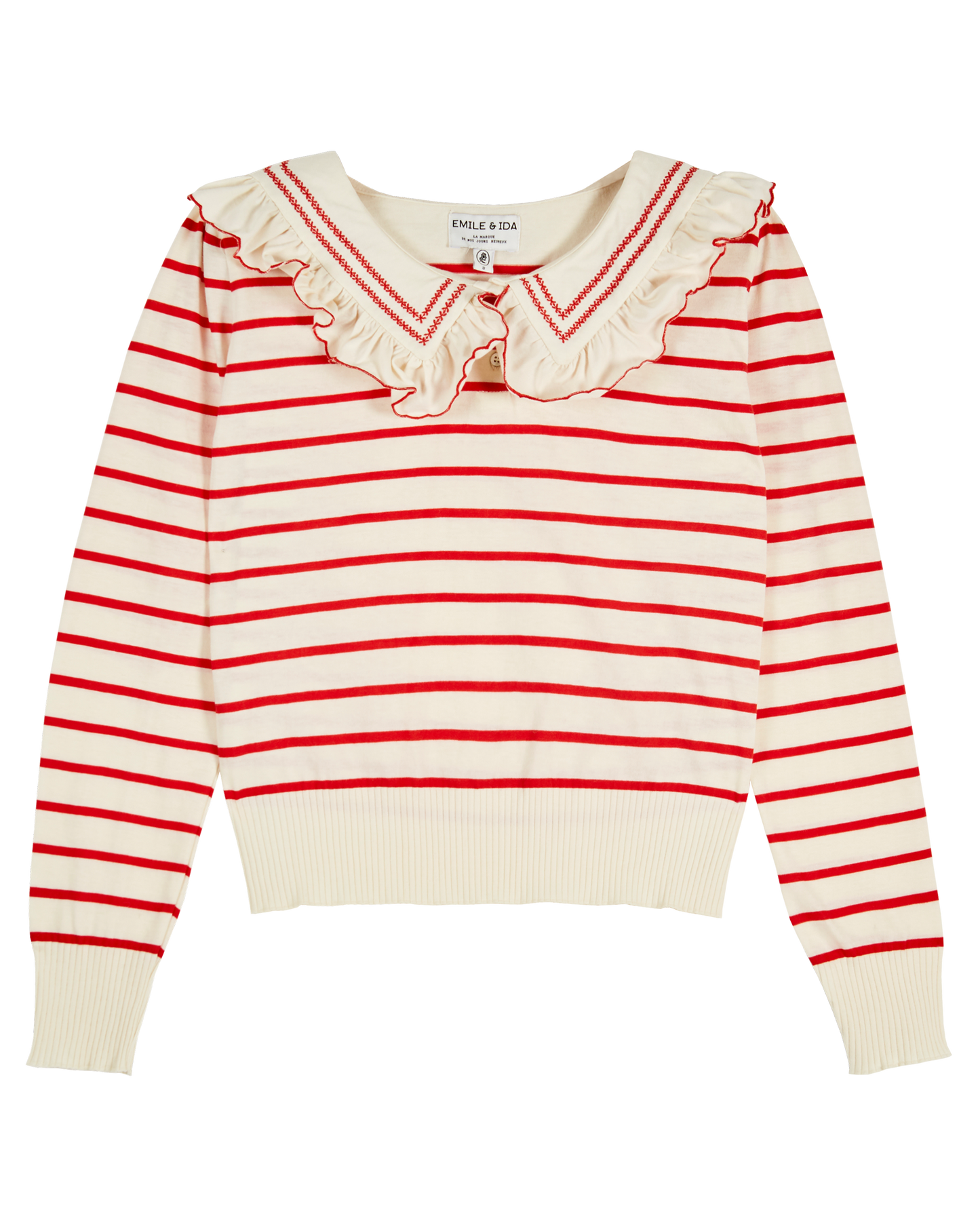 T-shirt rayures coton bio écru et rouge