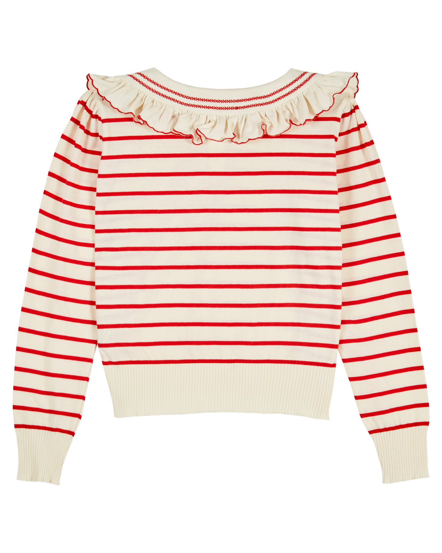 T-shirt rayures coton bio écru et rouge