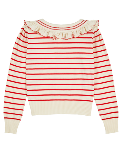 T-shirt rayures coton bio écru et rouge