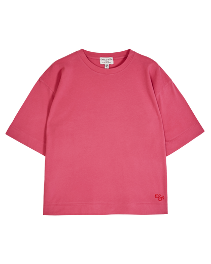 T-shirt oversize coton bio rose fushia