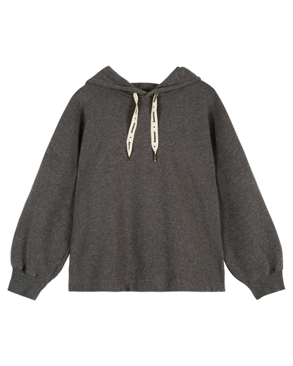 Sweat à capuche coton bio gris chiné foncé