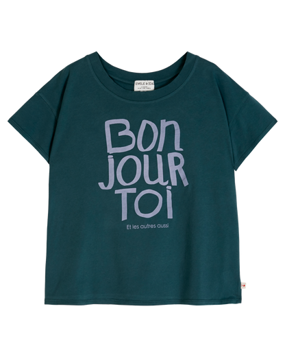 T-shirt Bonjour Toi coton bio vert sapin