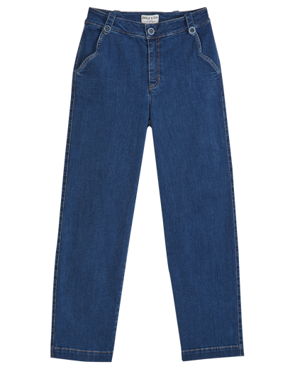 Pantalon droit coton bio denim bleu