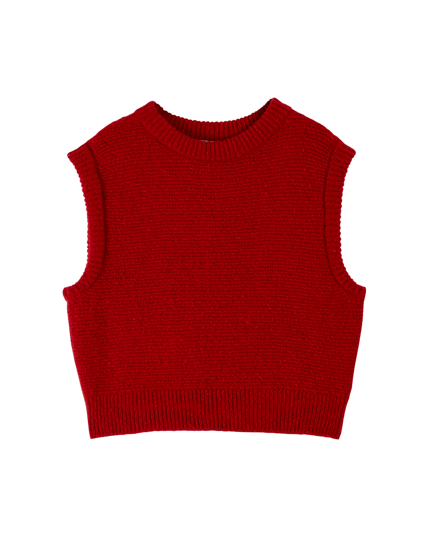 Pull sans manches laine recyclée rouge