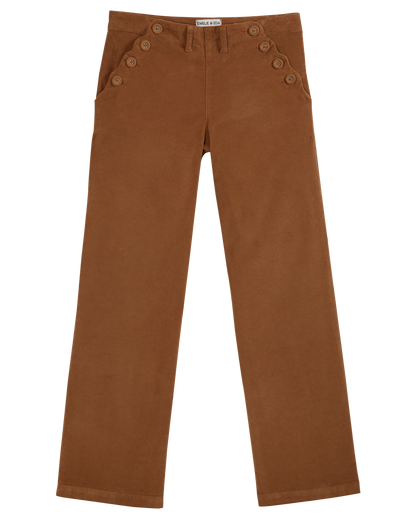 Pantalon à pont velours macadamia