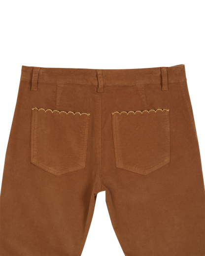Pantalon à pont velours macadamia